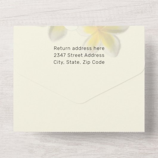 プルメリア誕生日パーティイエロー オールインワン招待状 (裏面)