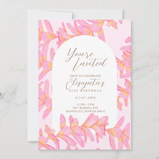 プルメリア誕生日招待状 招待状 (正面)