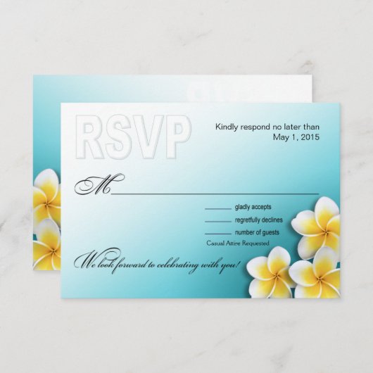 プルメリア スターフィッシュ トロピカルビーチ ご参加のお返事ください 出欠カード (正面/裏面)