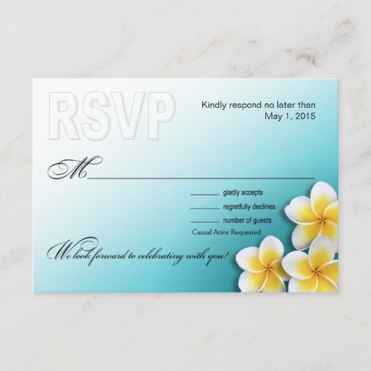 プルメリア スターフィッシュ トロピカルビーチ ご参加のお返事ください 出欠カード (正面)