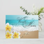 プルメリア スターフィッシュ ビーチ トロピカル ウェディング 招待状 (スタンド正面)