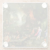 プルートに遊ぶハープを持つオルペウス ガラスコースター (裏面)