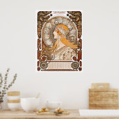 プルーム〔占星術の〕十二宮図ウーマンバイアルフォンスミュシャ-アールヌーボー ポスター (キッチン)