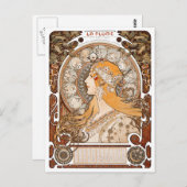 プルーム〔占星術の〕十二宮図ウーマンバイアルフォンスミュシャ-アールヌーボー ポストカード (正面/裏面)