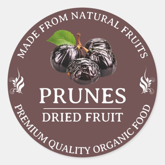 プルーン干し果実カスタムラベル ラウンドシール (正面)