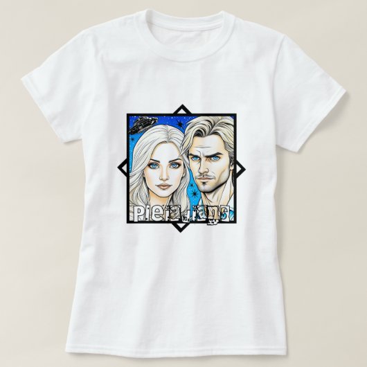 プレアディアンのエキストラフアソファーとUFO Tシャツ (デザイン正面)