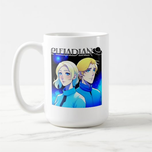 プレアディアンエイリアンレースとUFO コーヒーマグカップ (左)