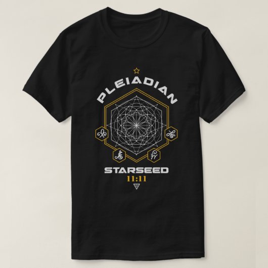 プレアディアン星種ライトコード神聖なジオメトリ1111 Tシャツ (デザイン正面)