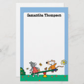 プレイグラウンドでのメイジーとドティシーソー 便箋 (正面/裏面)