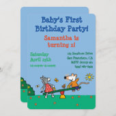 プレイグラウンドでのメイジーとドティシーソー 招待状 (正面/裏面)