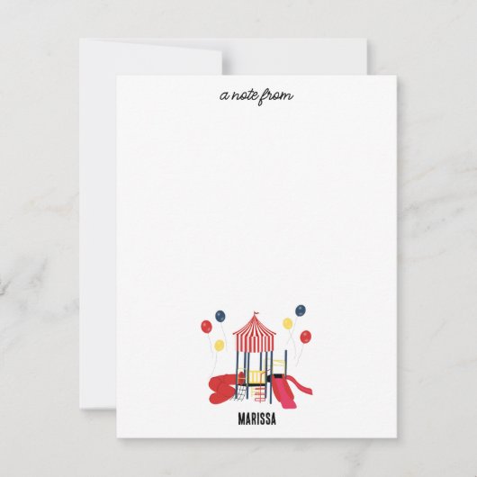 プレイグラウンドキッズボーイズガールズ誕生日名前をカスタムする ノートカード (正面)