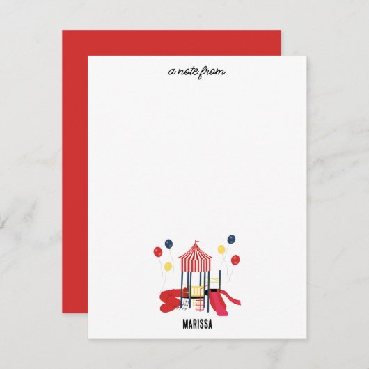 プレイグラウンドキッズボーイズガールズ誕生日名前をカスタムする ノートカード (正面/裏面)