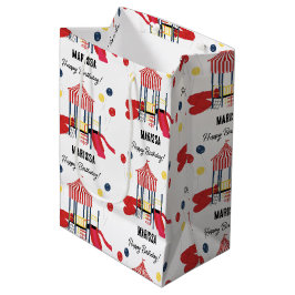 プレイグラウンドキッズボーイズガールズ誕生日名前をカスタムする ミディアムペーパーバッグ