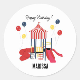 プレイグラウンドキッズボーイズガールズ誕生日名前をカスタムする ラウンドシール