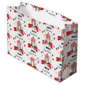 プレイグラウンドキッズボーイズガールズ誕生日名前をカスタムする ラージペーパーバッグ (裏面アングル)