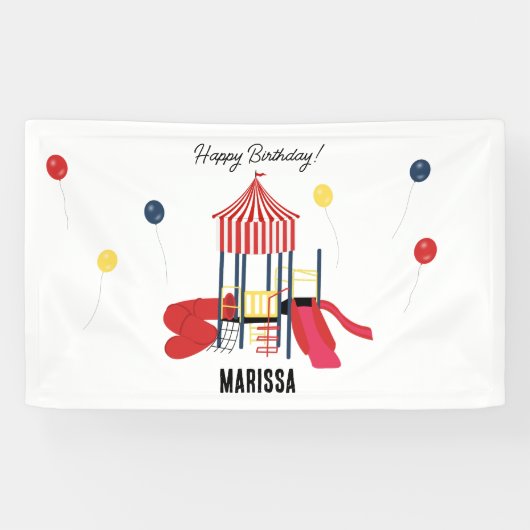 プレイグラウンドキッズボーイズガールズ誕生日名前をカスタムする 横断幕 (横)