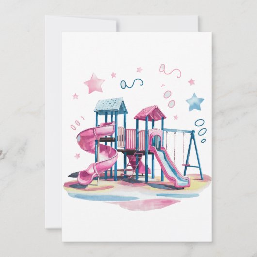 プレイグラウンドスライドすごいおもしろい誕生日Bash Welcome 招待状 (裏面)