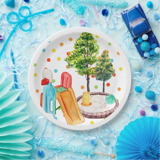 プレイグラウンドハッピーバースデー紙プレート水玉模様 ペーパープレート (パーティー)