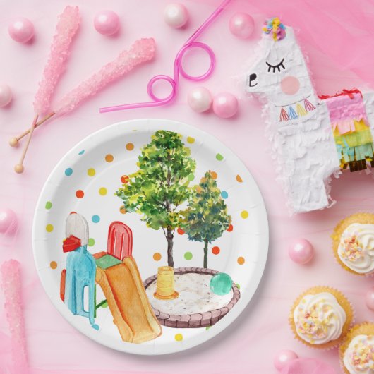 プレイグラウンドハッピーバースデー紙プレート水玉模様 ペーパープレート (パーティー)