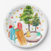 プレイグラウンドハッピーバースデー紙プレート水玉模様 ペーパープレート (正面)