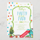 プレイグラウンドバースデーパーティーアレンジメントパークアウトドア 招待状 (正面/裏面)