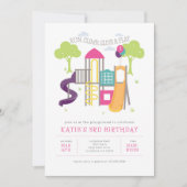 プレイグラウンドパークガール誕生日招待状 招待状 (正面)