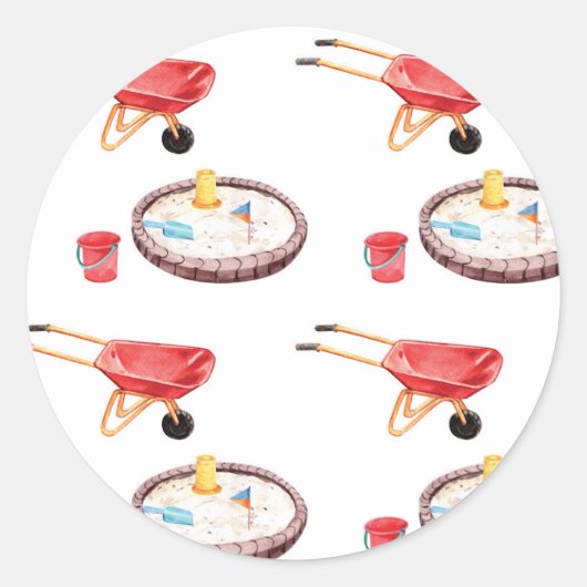 プレイグラウンドパーク誕生日サンドボックスパーティー ラウンドシール (正面)