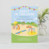 プレイグラウンドパーティーインザパーク子供の誕生日 招待状 (スタンド正面)
