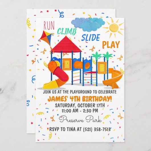 プレイグラウンドレッド招待状 招待状 (正面/裏面)