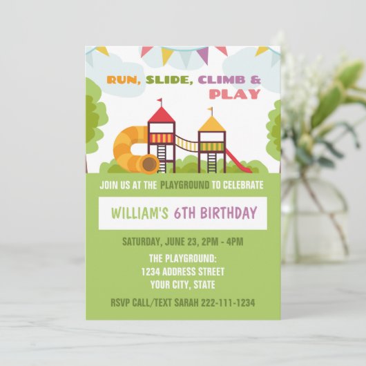 プレイグラウンド誕生日招待状パークパーティーインビタ 招待状 (スタンド正面)