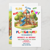 プレイグラウンド誕生日招待状パークパーティー 招待状 (正面/裏面)
