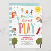 プレイグラウンド誕生日招待状パーティーインザパークボーイ 招待状 (正面/裏面)