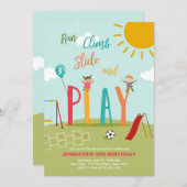 プレイグラウンド誕生日招待状パーティーインザパークボーイ 招待状 (正面/裏面)