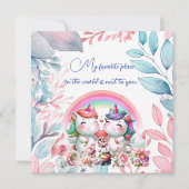 プレイスお気に入りのロマンチックユニコーンカップルバレンタイン シーズンカード (正面)