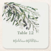 プレイスエスコートネームイタリアンシーティングオリーブ スクエアペーパーコースター (正面)