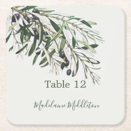 プレイスエスコートネームイタリアンシーティングオリーブ スクエアペーパーコースター