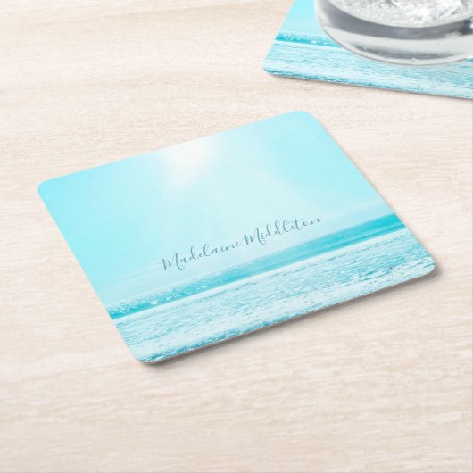 プレイスエスコートネームシーシー海ブルースクエア スクエアペーパーコースター (アングル)