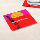 プレイスエスコートネームシーティングサマービーチレトロ スクエアペーパーコースター (アングル)