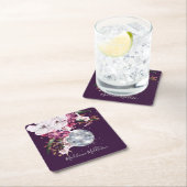 プレイスエスコートネームシーティングディスコフローラブルゴーニュ スクエアペーパーコースター (インサイチュ)