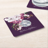 プレイスエスコートネームシーティングディスコフローラブルゴーニュ スクエアペーパーコースター (アングル)