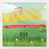 プレイスエスコート名シーティングタイル素朴フェスティバル ガラスコースター (正面)