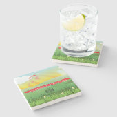 プレイスエスコート名シーティングタイル素朴フェスティバル ストーンコースター (横)