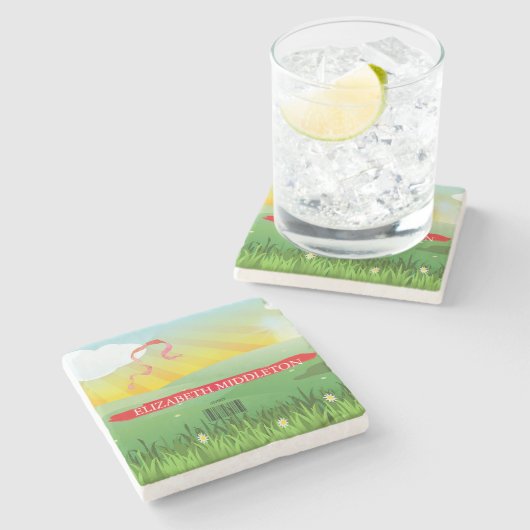 プレイスエスコート名シーティングタイル素朴フェスティバル ストーンコースター (横)