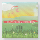 プレイスエスコート名シーティングタイル素朴フェスティバル ストーンコースター (正面)