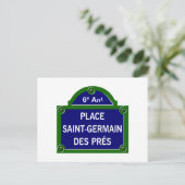 プレイスサンジェルマンデプレパリ通りサイン ポストカード (スタンド正面)