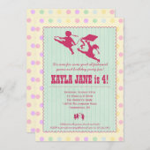 プレイタイムおもしろいヴィンテージパーティの招待状- Girl 招待状 (正面/裏面)