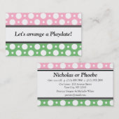 プレイデイズピンクグリーン水玉模様名刺 コーリングカード (正面/裏面)