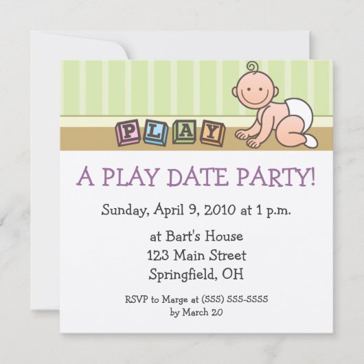 プレイデートパーティーの招待状 招待状 (正面)