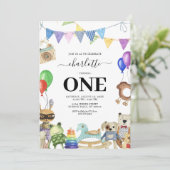 プレイデート1歳の誕生日パーティーの招待状 招待状 (スタンド正面)
