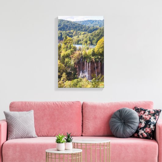 プレイトヴィッツェ国立公園の滝 - クロアチア キャンバスプリント (インサイチュ (リビング))